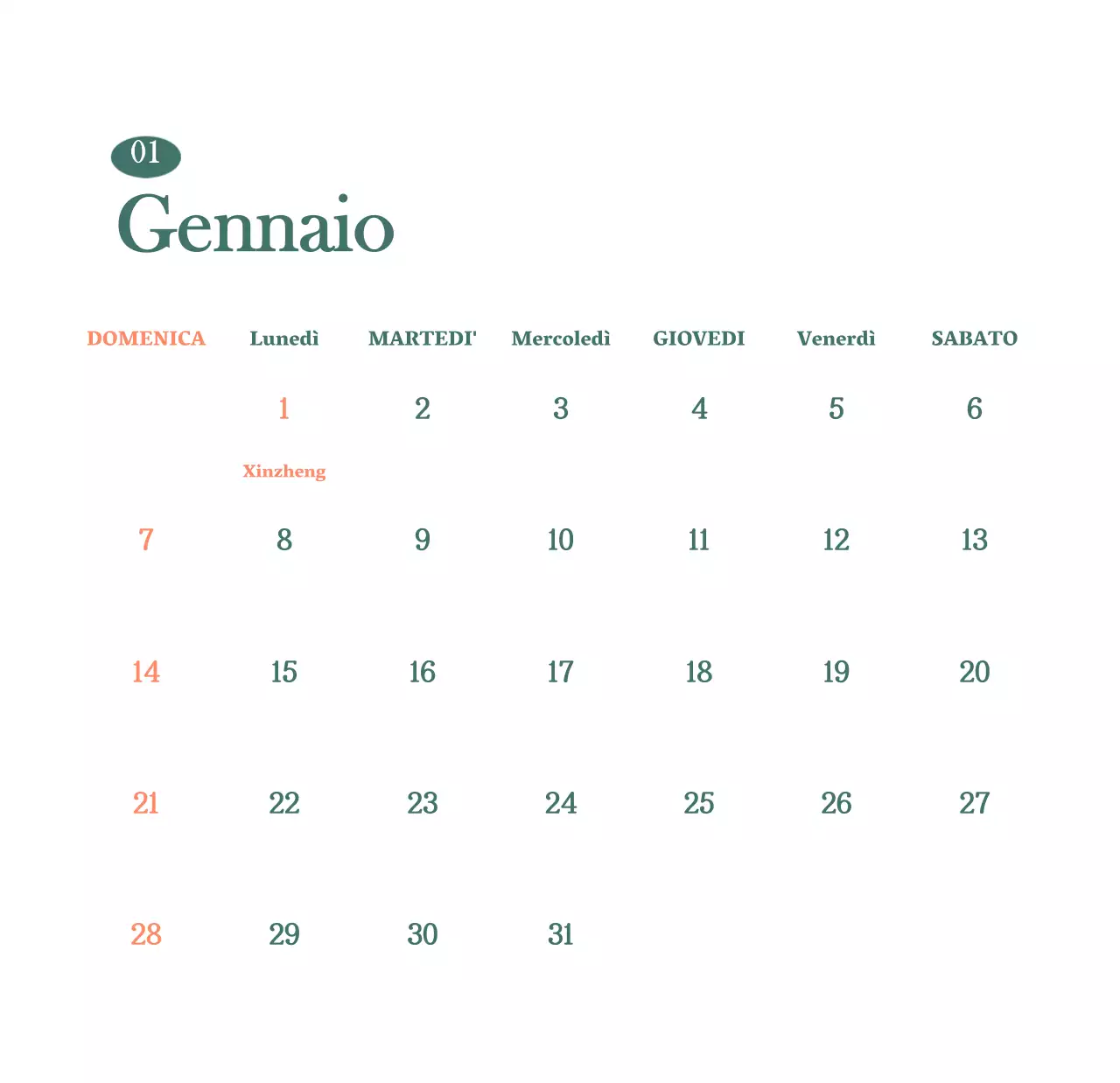 Calendario dei bar con i consigli per le bevande del mese