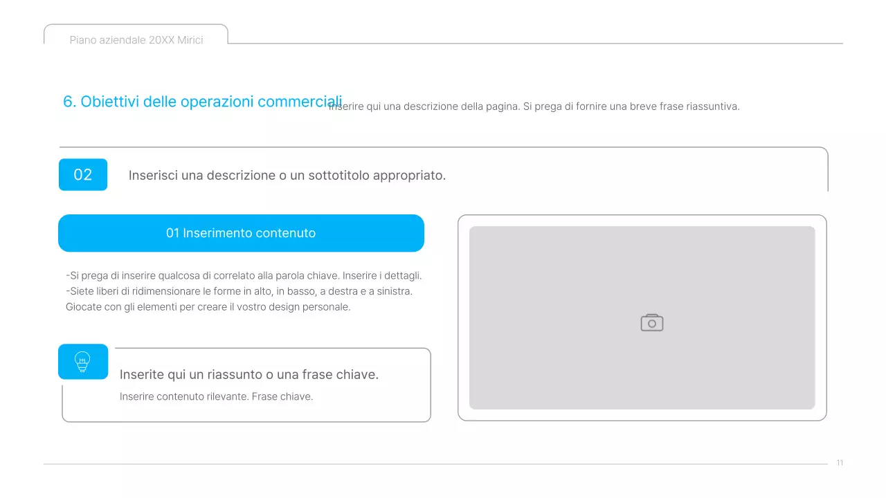 Una presentazione pulita del business plan dei contenuti culturali in bianco e blu