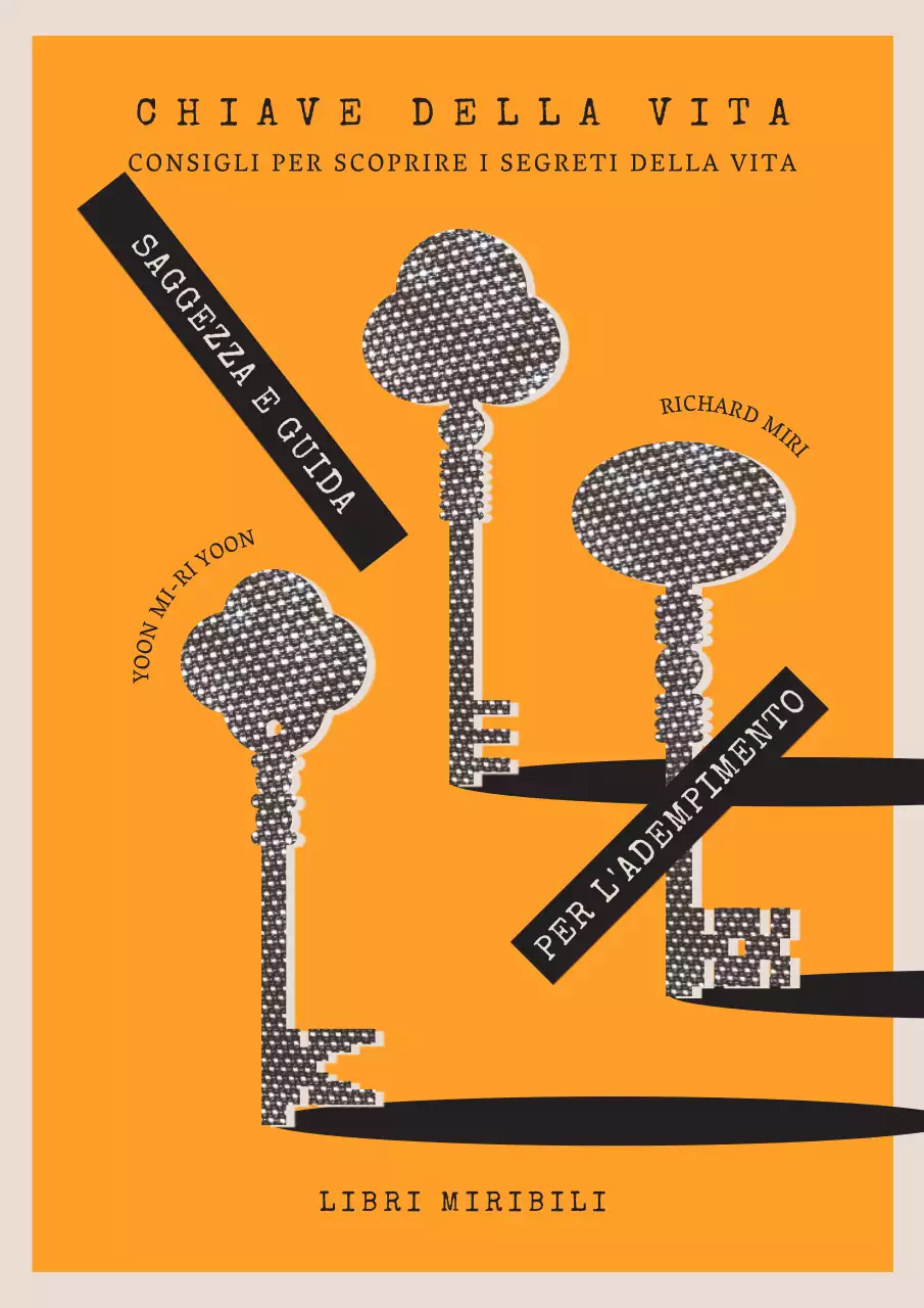 Copertina di un libro di consigli di vita in stile pop art in arancione e nero