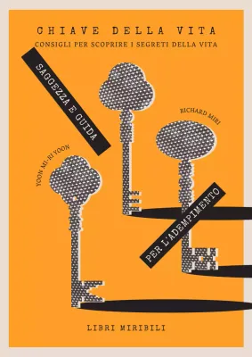 Copertina di un libro di consigli di vita in stile pop art in arancione e nero