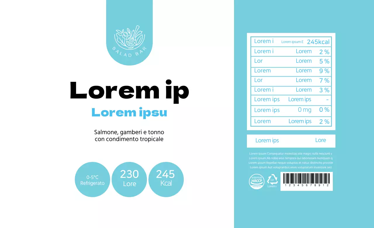 Illustrazione del cielo etichette alimentari per insalata