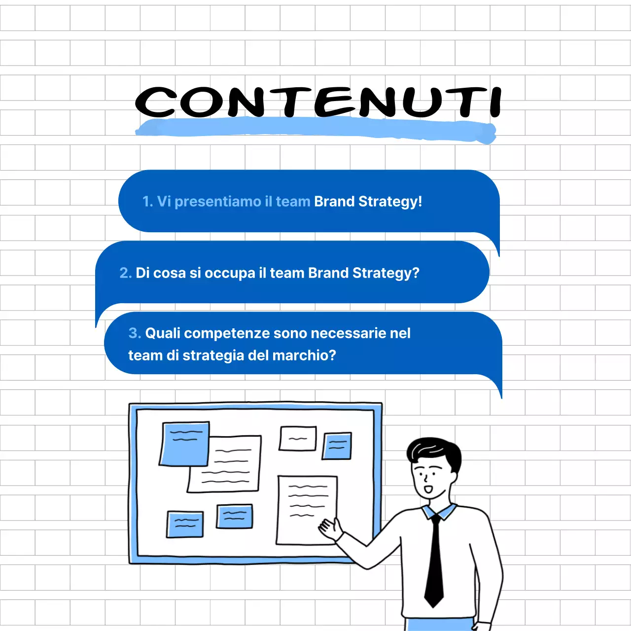 Presentazione della squadra con tema illustrativo blu CardNews