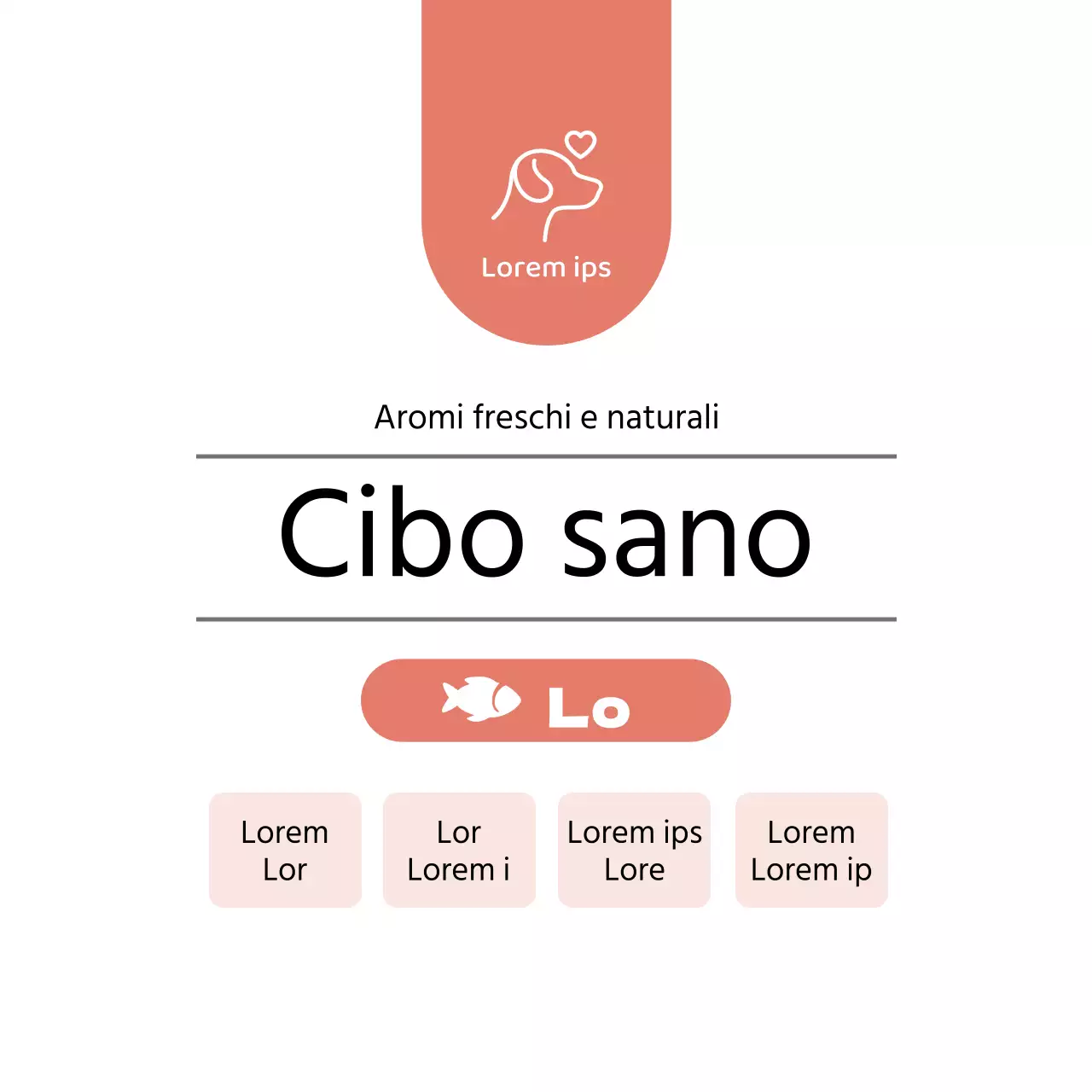 Etichetta rossa con simbolo del cibo per animali