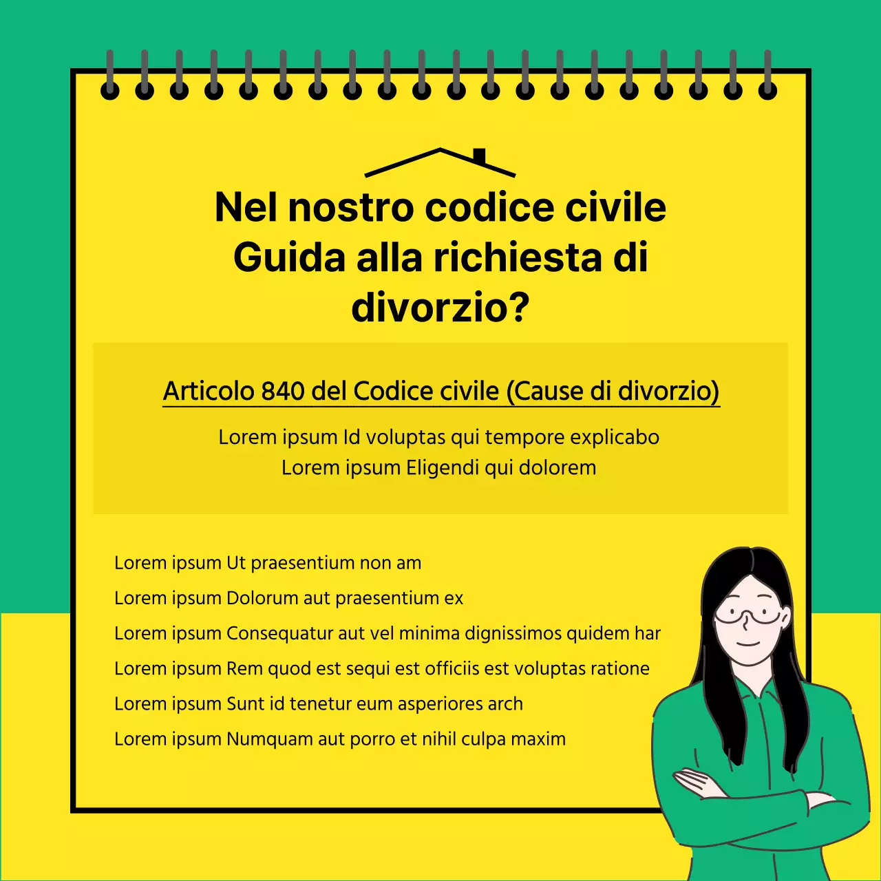 Carta di consulenza legale gialla e verdeNews