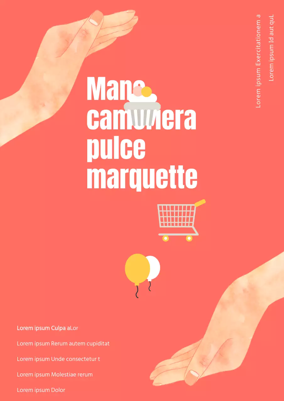 Promuovete il vostro mercatino delle pulci artigianale con un'illustrazione di mani rosa e simpatici oggetti di scena