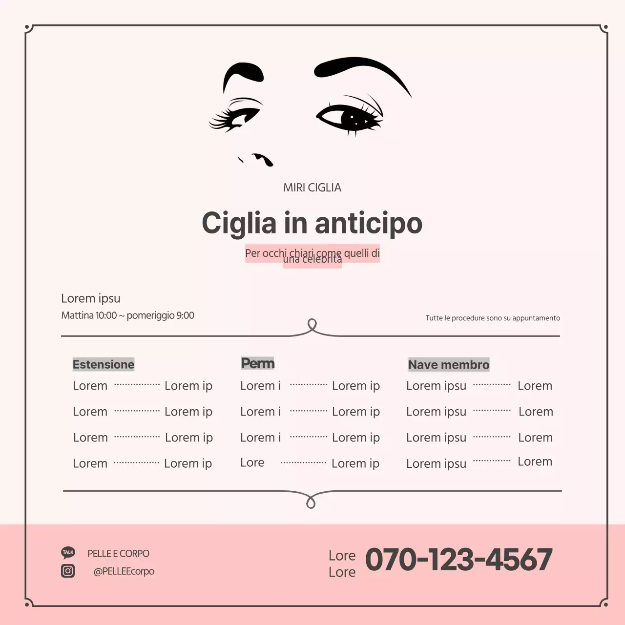 illustrazione rosa semplice trattamento delle ciglia banner quadrato
