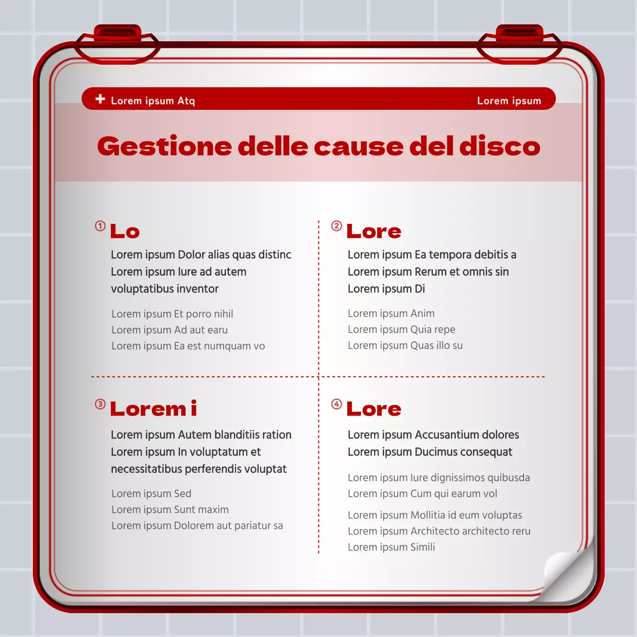 Concetto di kit di pronto soccorso in ferro rosso e bianco Informazioni sul disco lombare e promozione ospedaliera