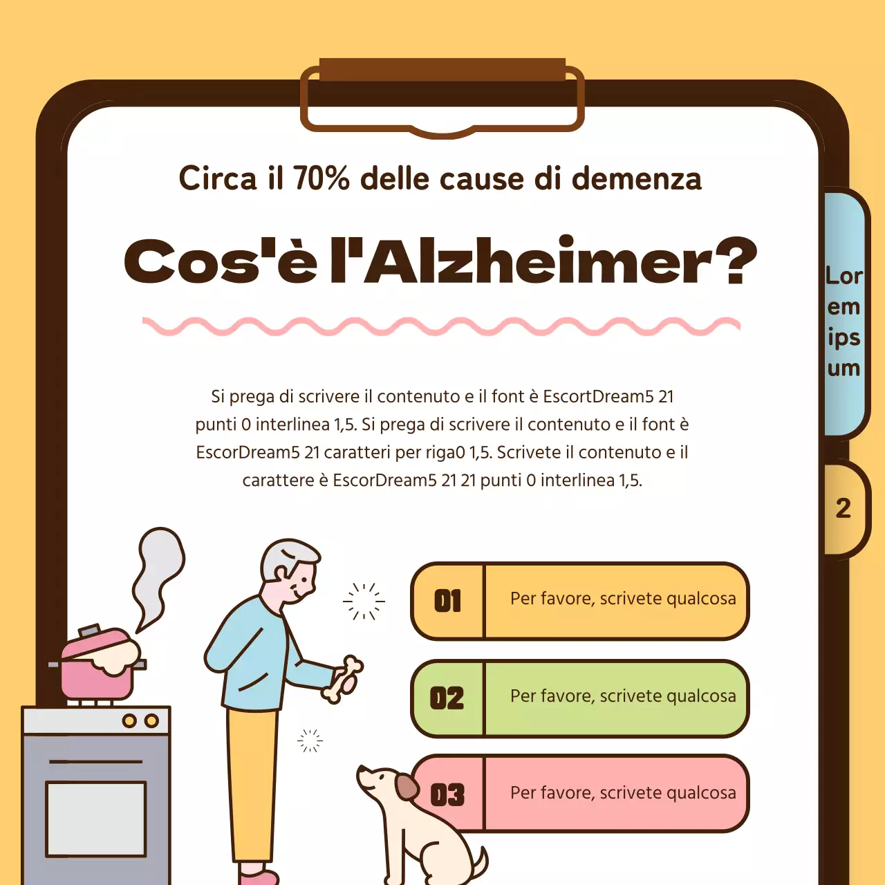 Informazioni sulla salute degli anziani affetti dalla malattia di Alzheimer in giallo chartreuse blu chiaro