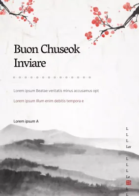 Poster di auguri per il nuovo anno semplice e orientaleggiante in grigio