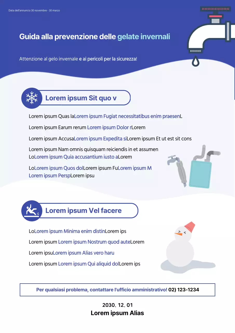 Poster blu per la protezione dal congelamento