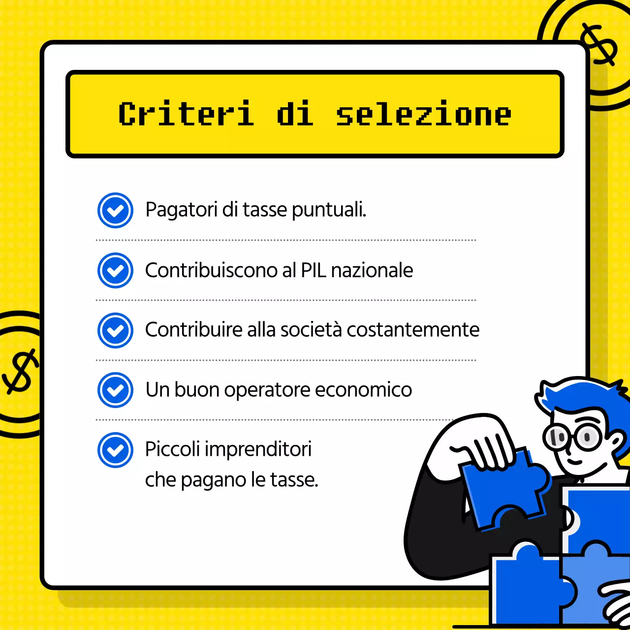 Fornitura di informazioni esemplari ai contribuenti con il tema della calcolatrice gialla (Card News)
