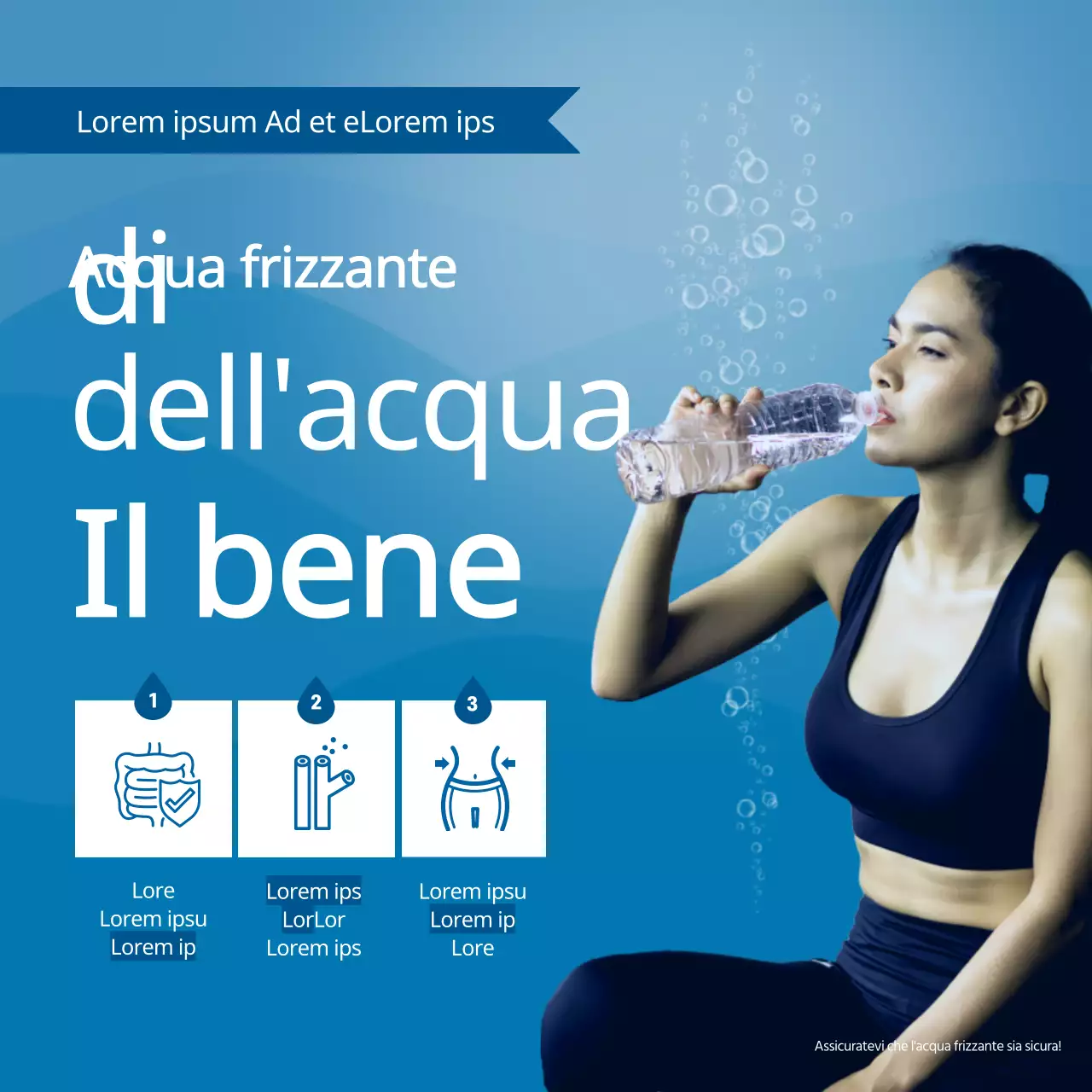 Promuovere l'acqua gassata blu a tema subacqueo