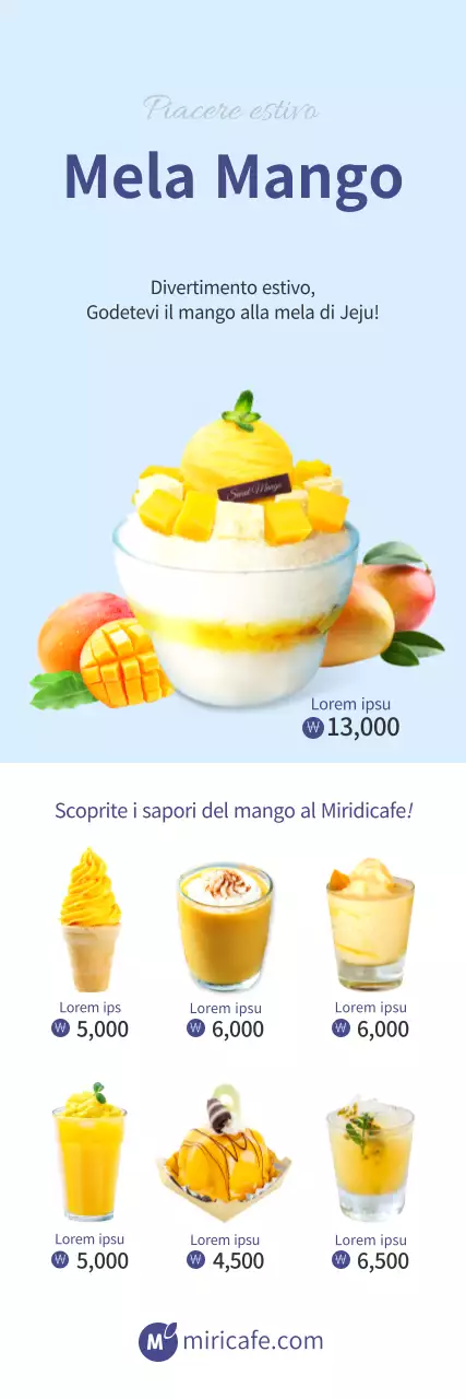 Immagine pulita di colore azzurro che evidenzia mangoDrinksCafe (banner)