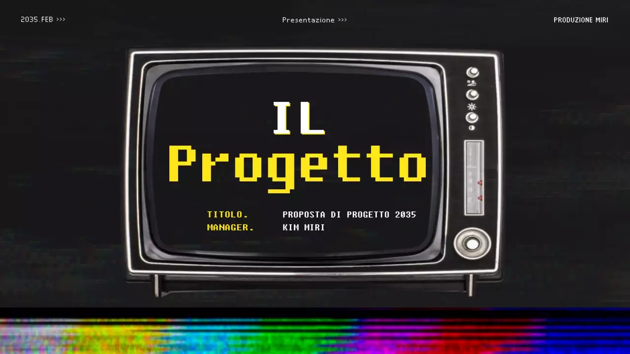 Proposta video per un concetto di trasmissione colorata e retrò