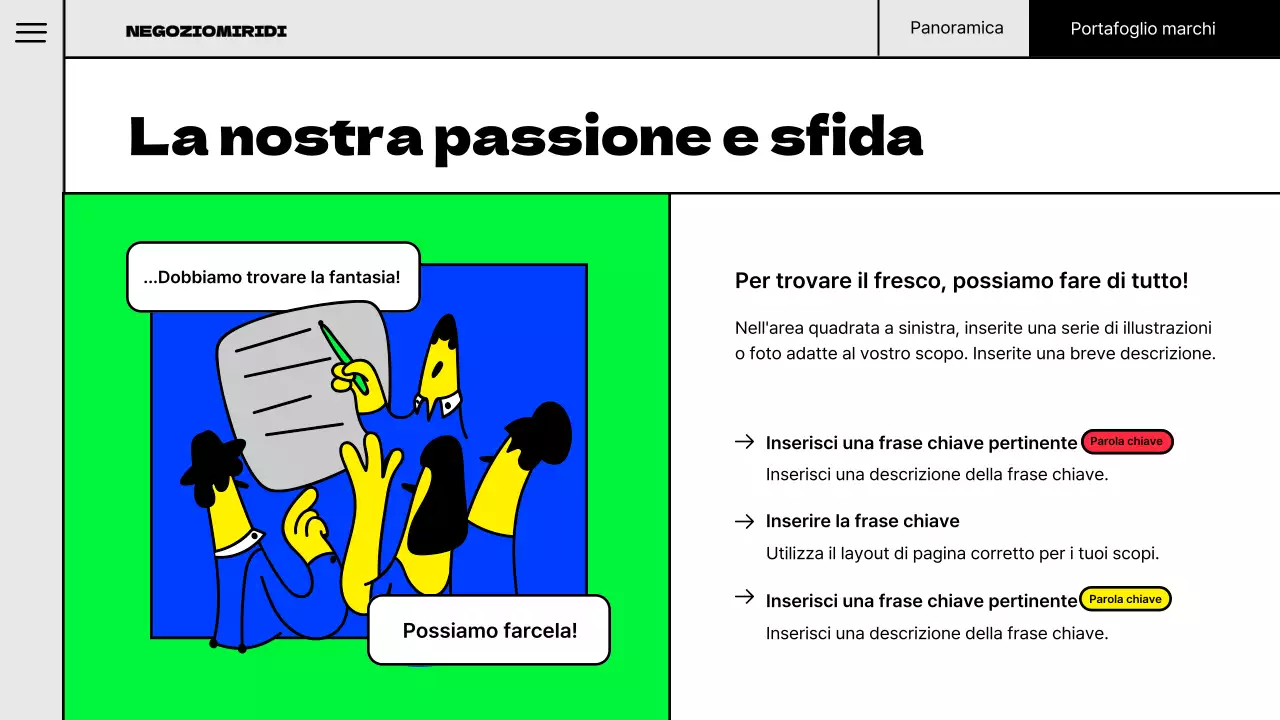 Illustrazione pop del concetto di marchio portfolio con colori fluorescenti
