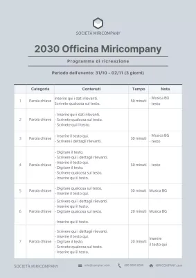 Annuncio del Programma di Ricreazione Blu e Pulito