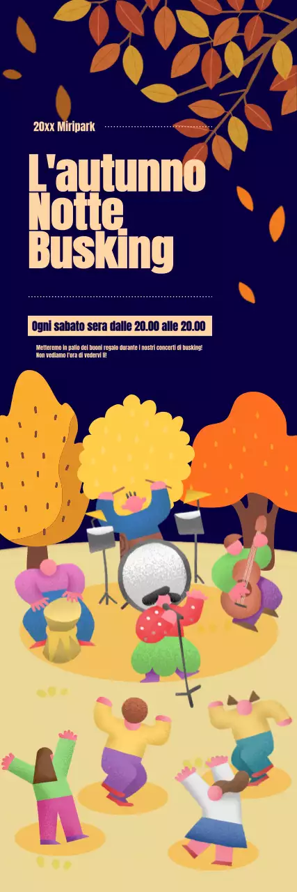 Promuovete il vostro evento busking su uno sfondo autunnale