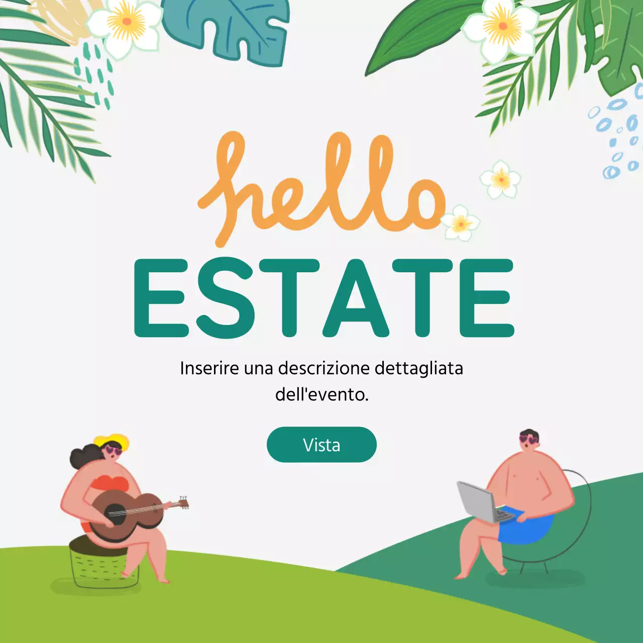 verde illustrazione carina instagram hashtag commento evento estivo