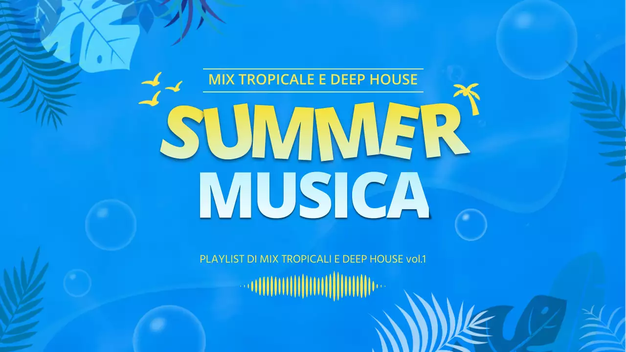 Miniatura di una playlist di canzoni estive tropicali con un'atmosfera di oceano blu