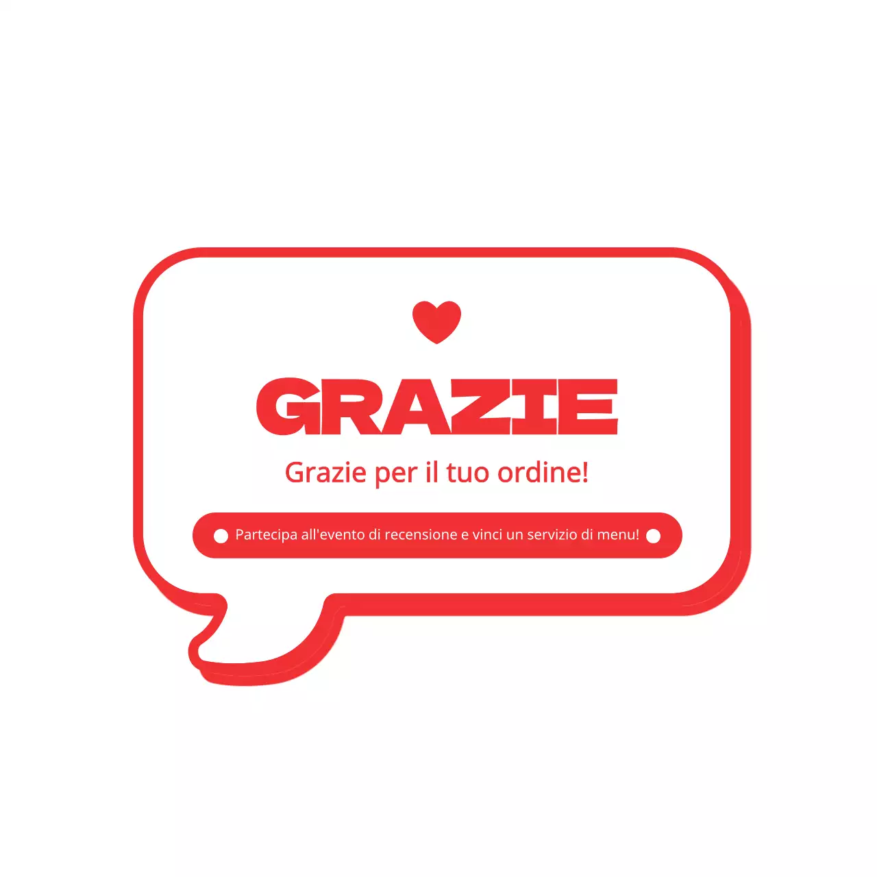 Carino il concetto di bolla vocale in stile rosso e bianco per la consegna dei ringraziamenti
