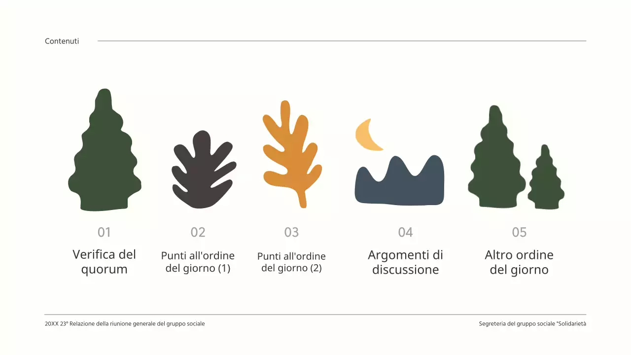 Relazione sui risultati dell'assemblea generale pulita con simpatiche illustrazioni verdi