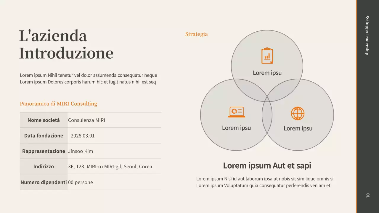 Proposta di lezione di coaching sulla leadership del promotore in grigio e arancione