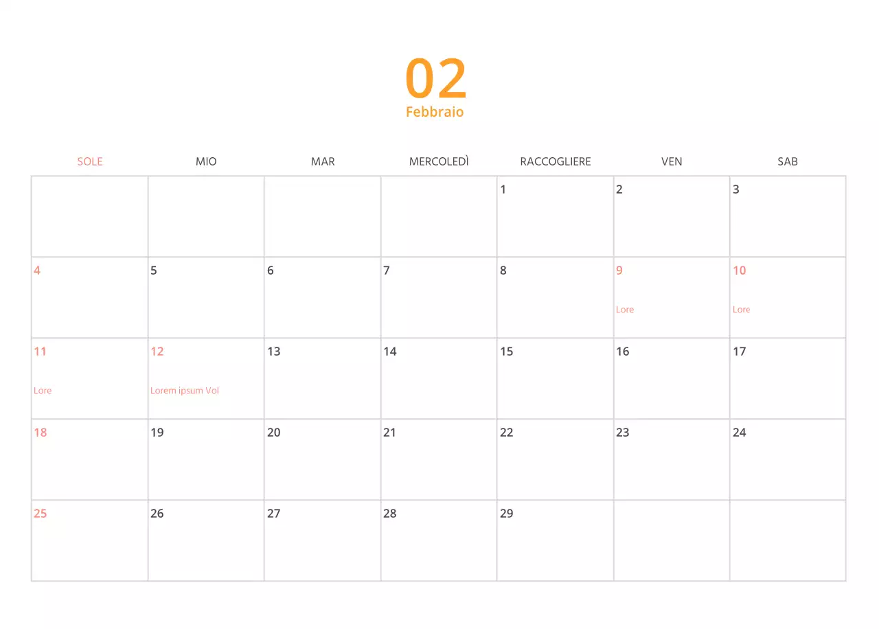 Calendario illustrato multicolore