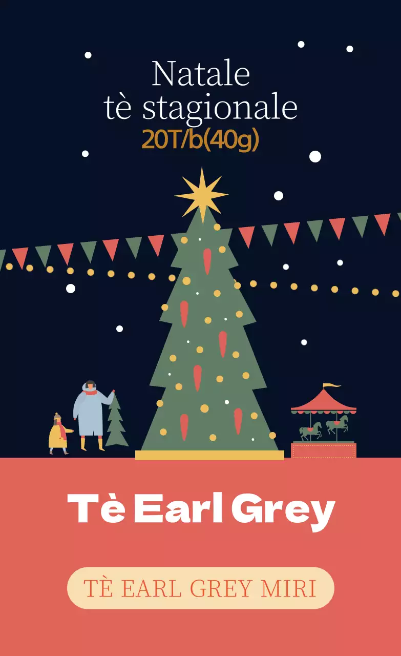 Verde Rosso Illustrazione Stagione natalizia Etichetta del tè Earl Grey
