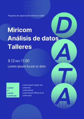 Promoción de un programa informático interno con una sencilla combinación de colores azul y menta.