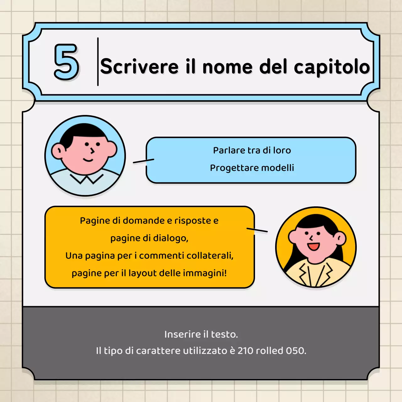 Bolle vocali azzurre e gialle e stile illustrativo simpatico