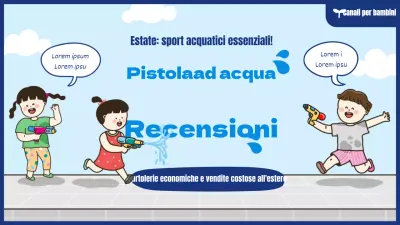 Pistola ad acqua recensione YouTube thumbnail con concetto di illustrazione pistola ad acqua carino