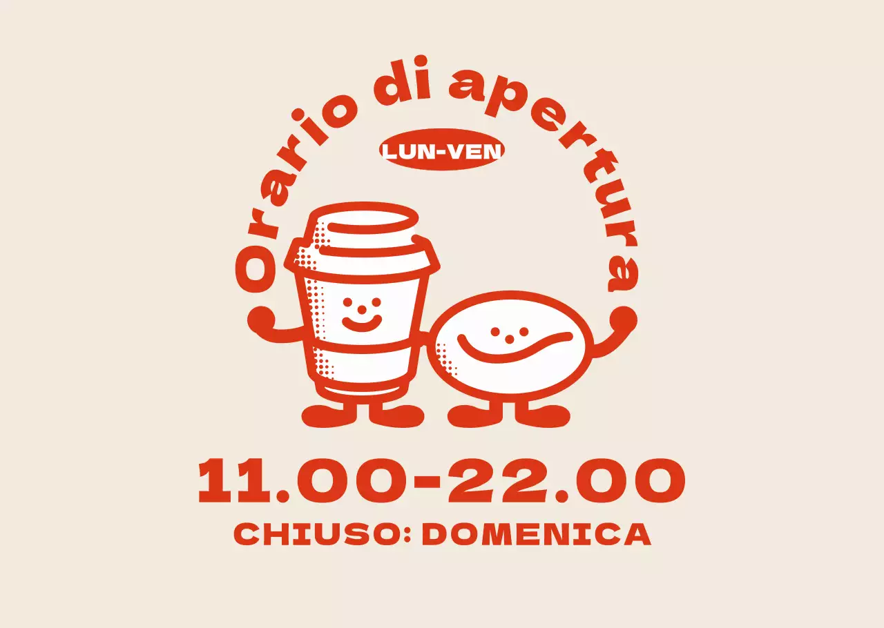 I simpatici personaggi del caffè di Red Orange vi informeranno sugli orari di apertura