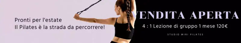 Offrite uno sconto su una lezione di pilates guidata da un messaggio con la foto di una donna in malva.