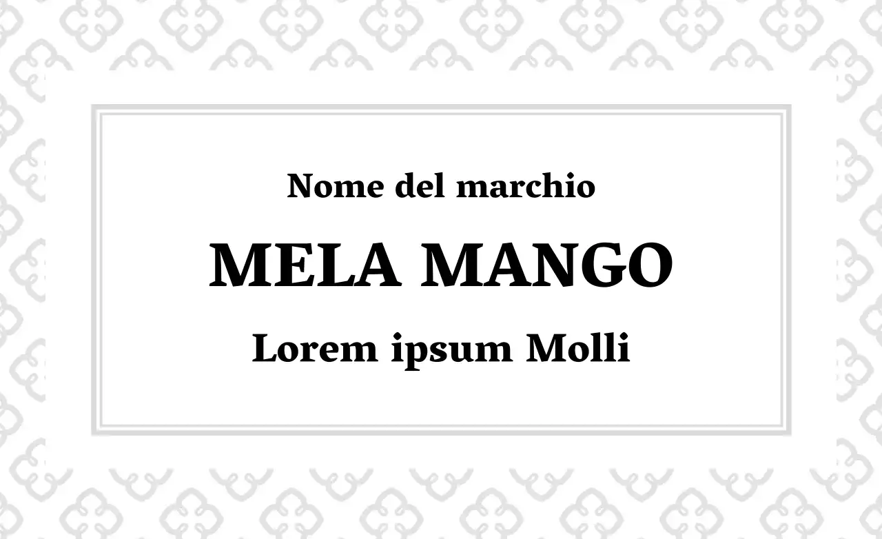 Etichetta di marmellata di mele e mango con testo semplice nero