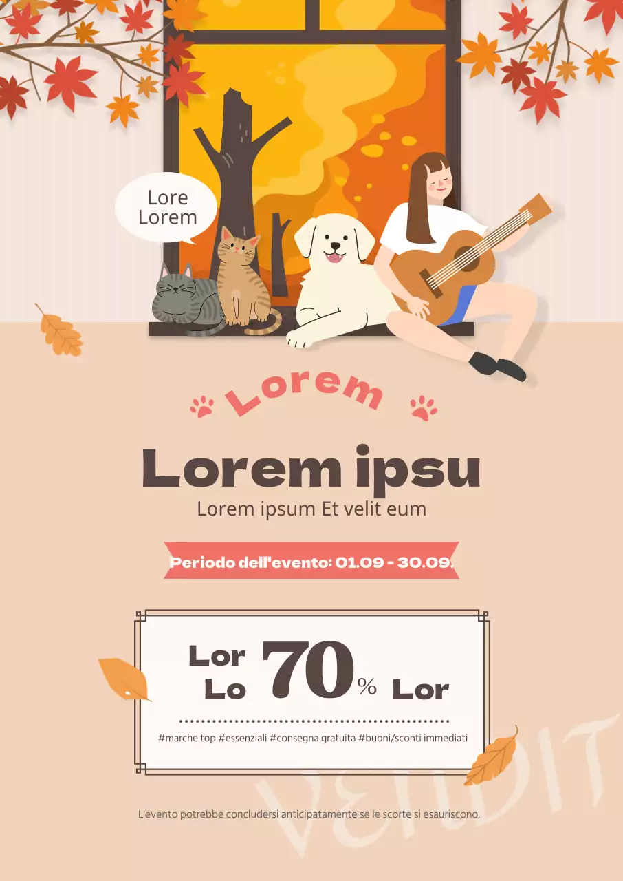 Vendita di animali domestici autunnali beige