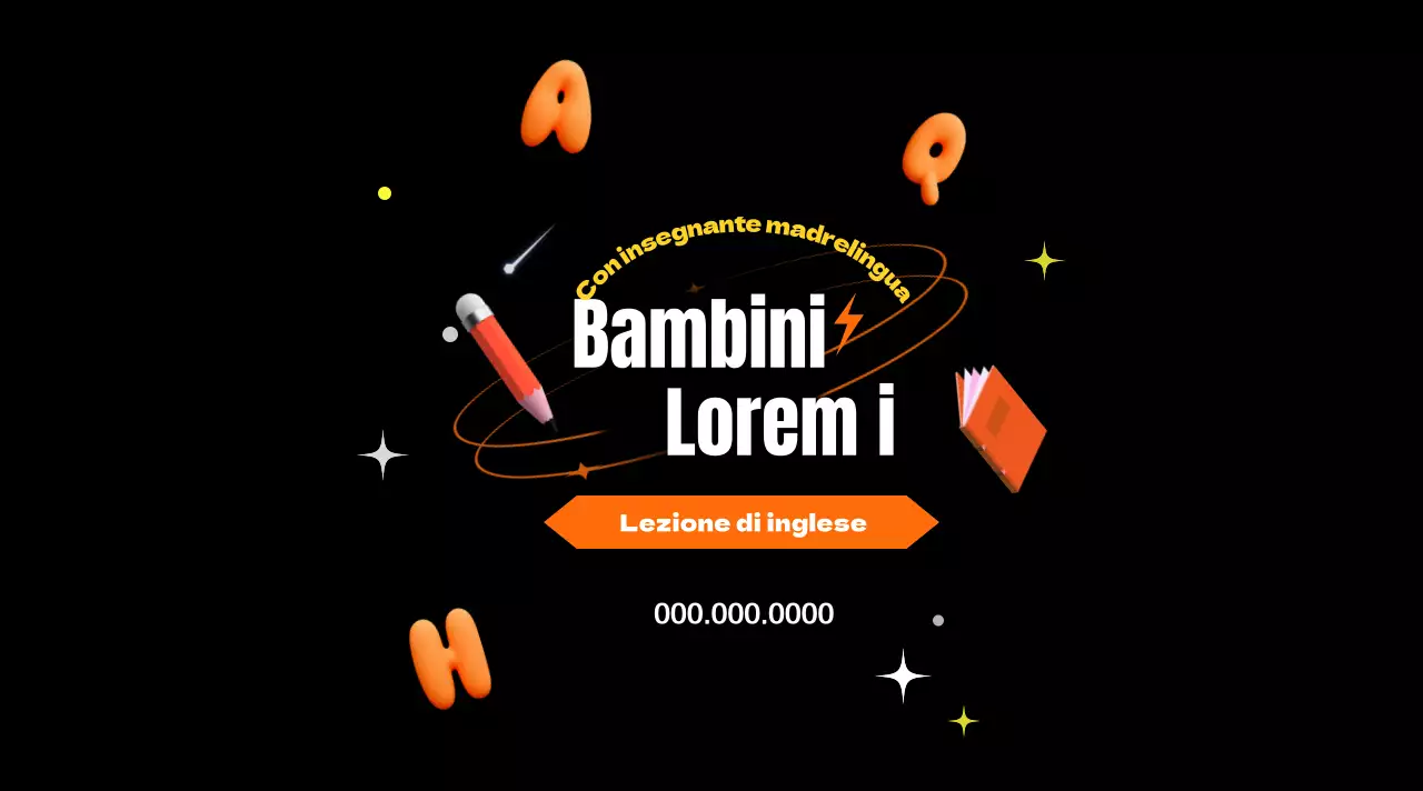 Corsi di inglese per bambini con un attraente look arancione e nero