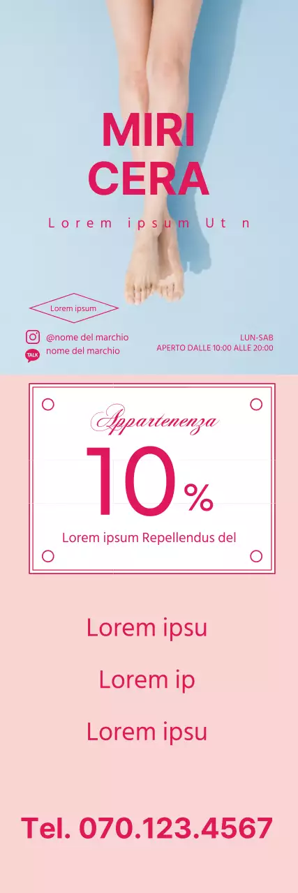 Menu del negozio di ceretta pulito con foto rosa in evidenza
