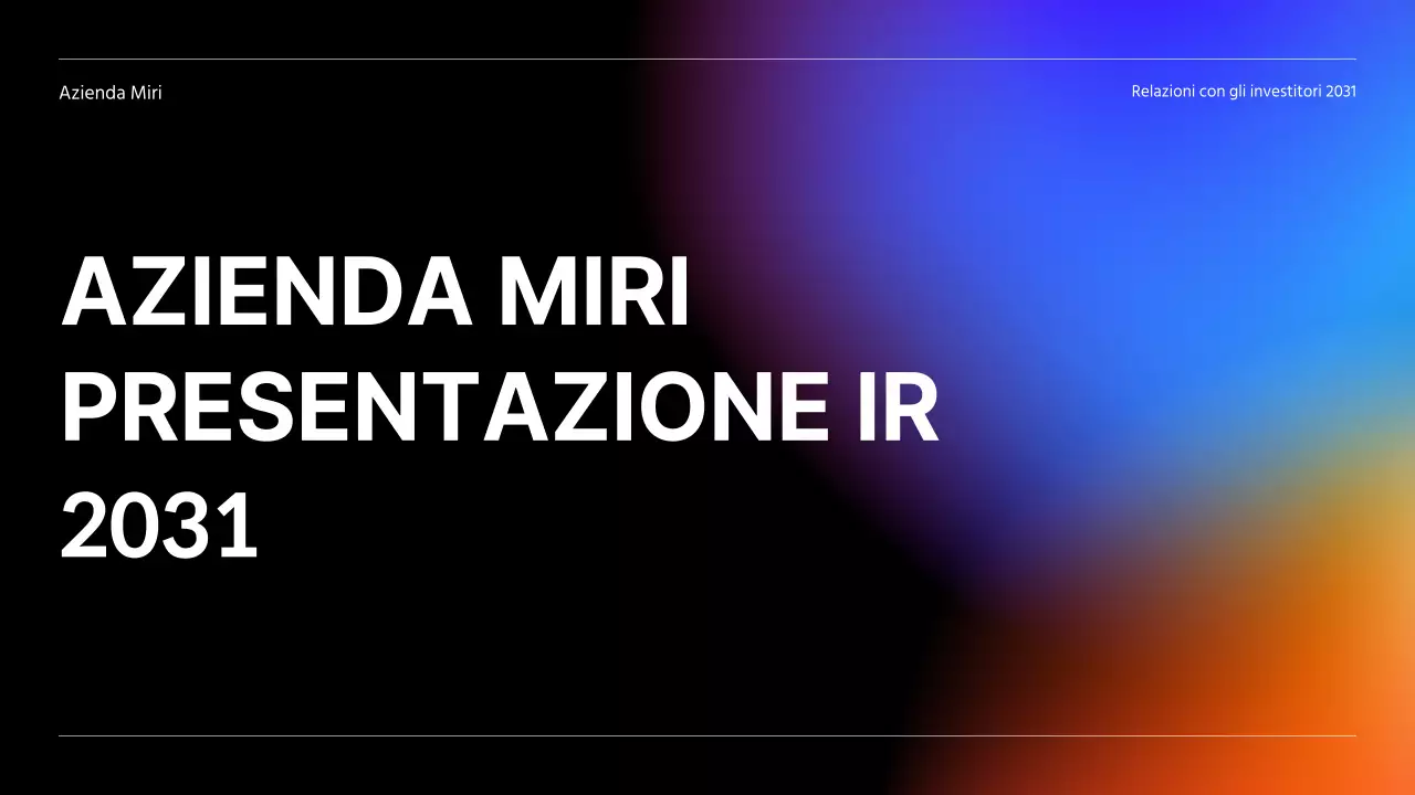 Presentazione IR con concetto di business nero, blu e rosso gradiente