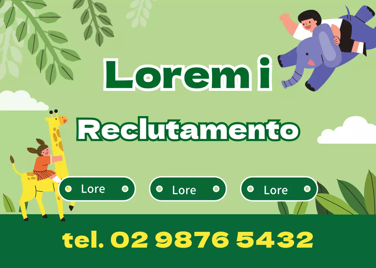 Verde carino personaggio illustrazione asilo reclutamento