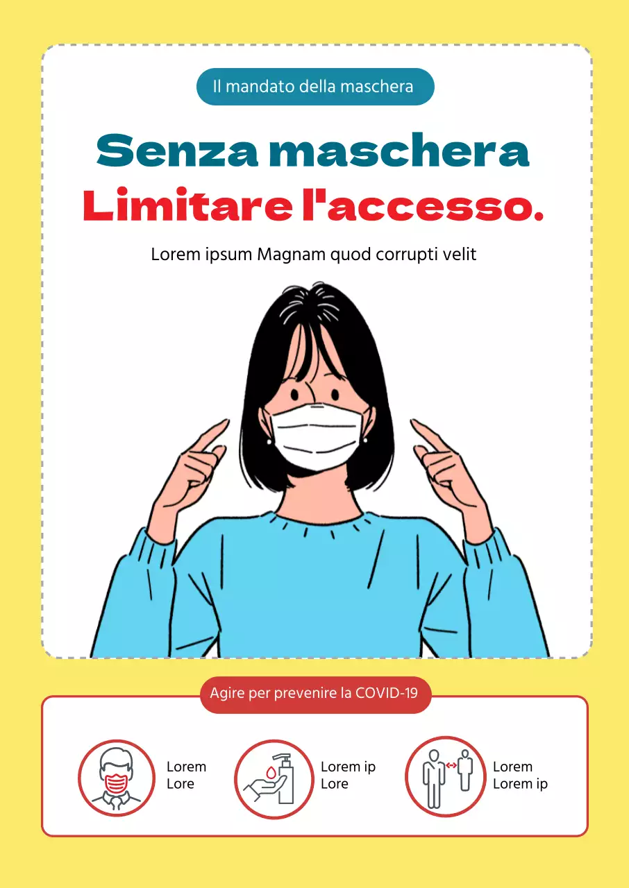 Non entrare senza una maschera gialla illustrata