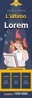 Illustrazione blu navy giallo studio scuola pubblicità