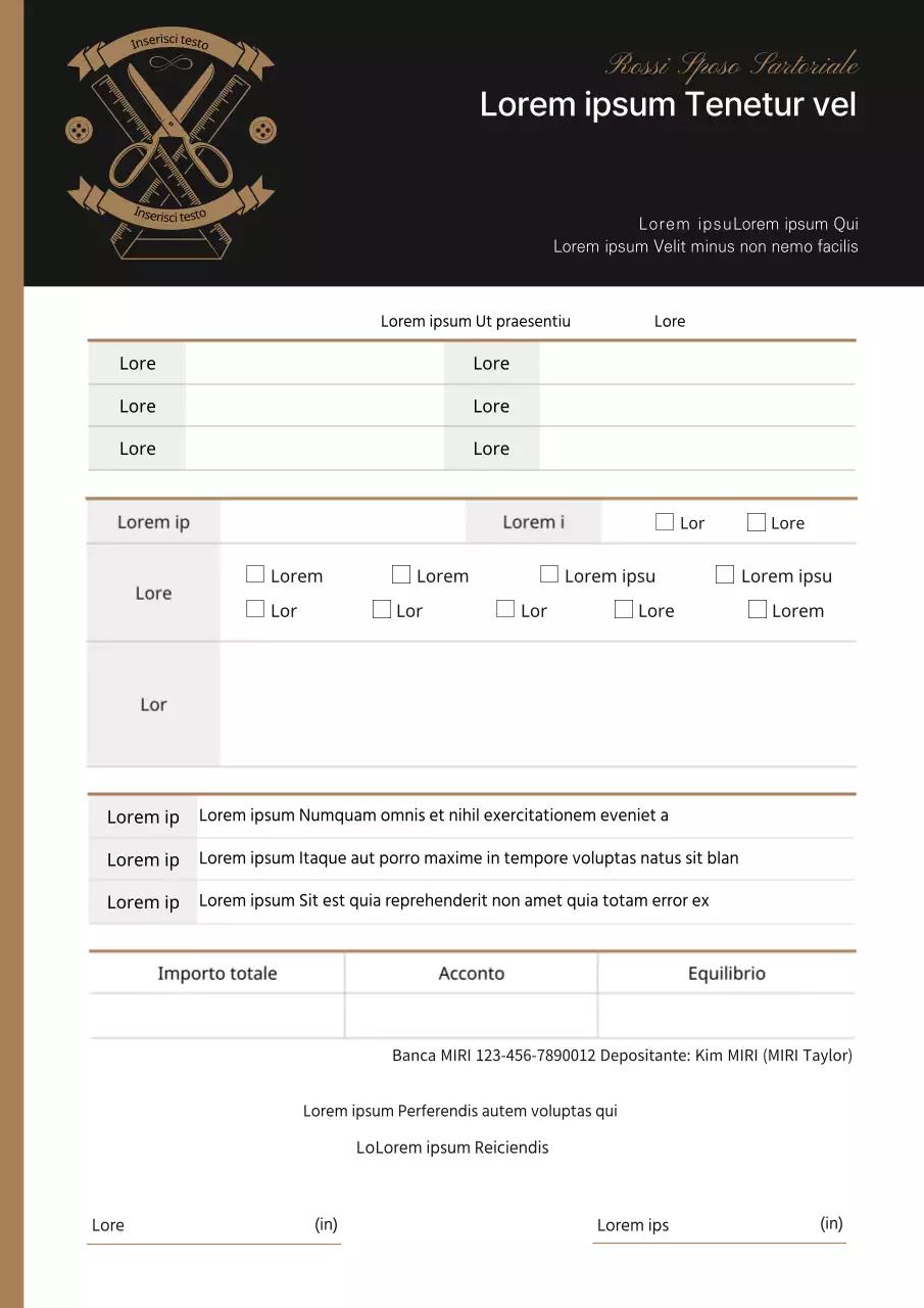 Contratto di abito formale nero e marrone