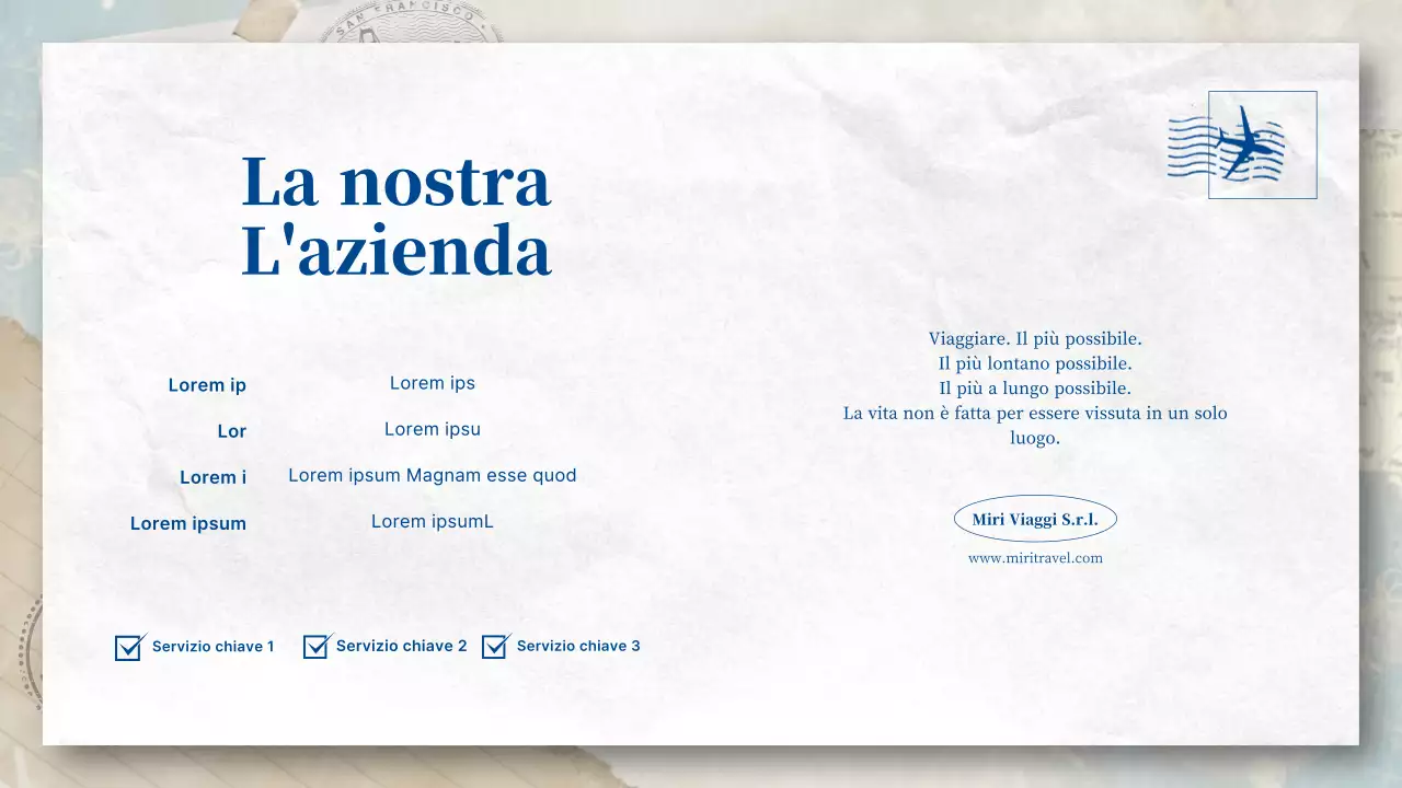 Un'agenzia di viaggi da cartolina in blu e pastello