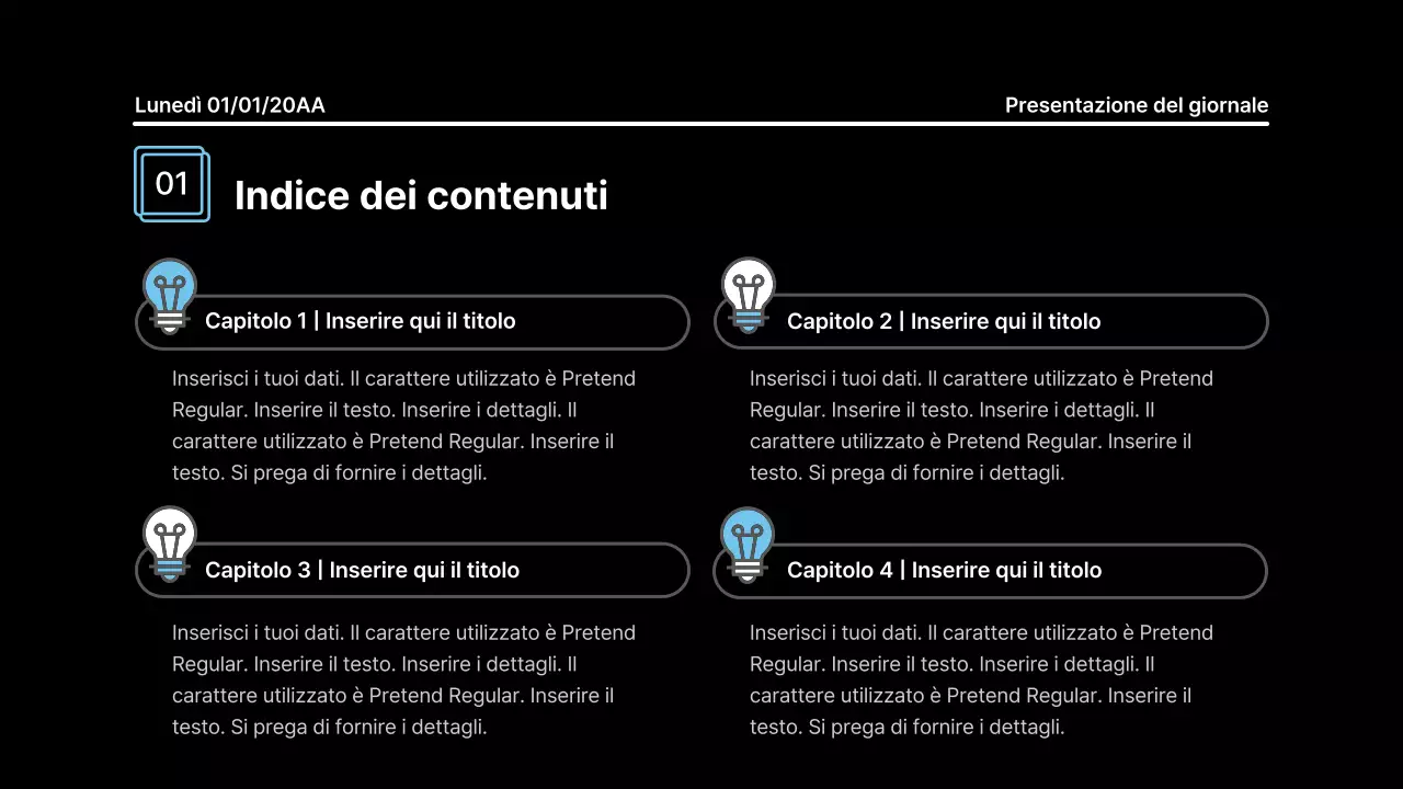 Presentazione che attira l'attenzione con linee decise in un concetto di giornale su sfondo nero