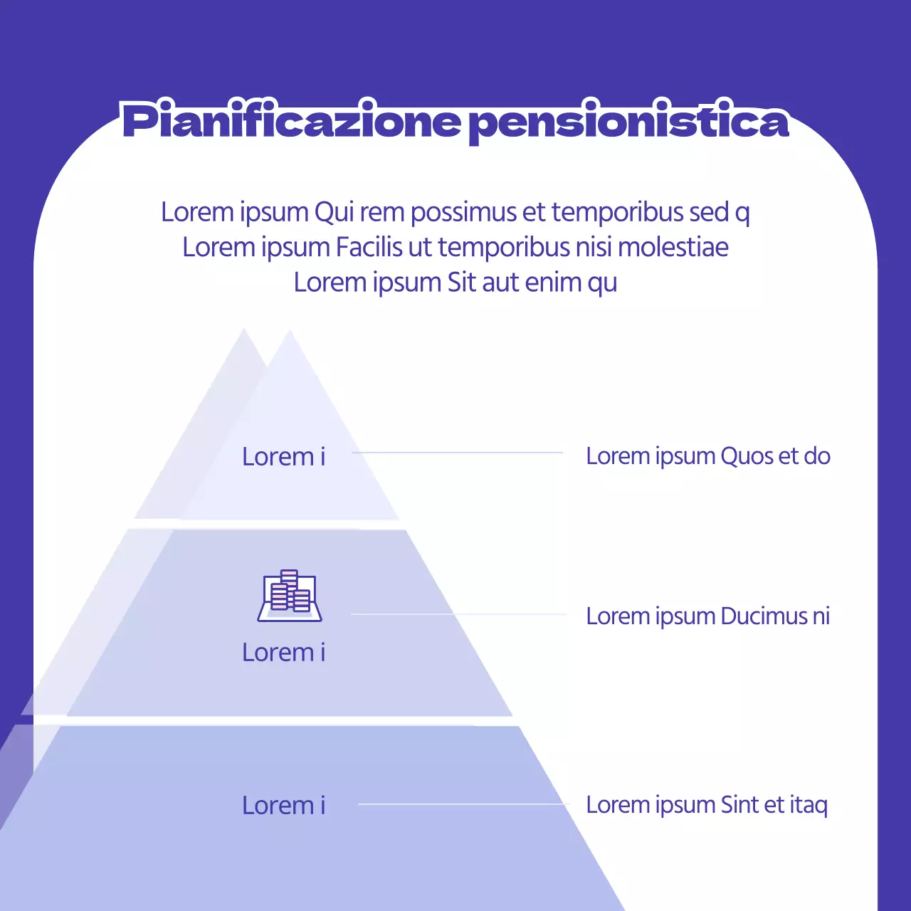 Informazioni blu e minimaliste sulla previdenza