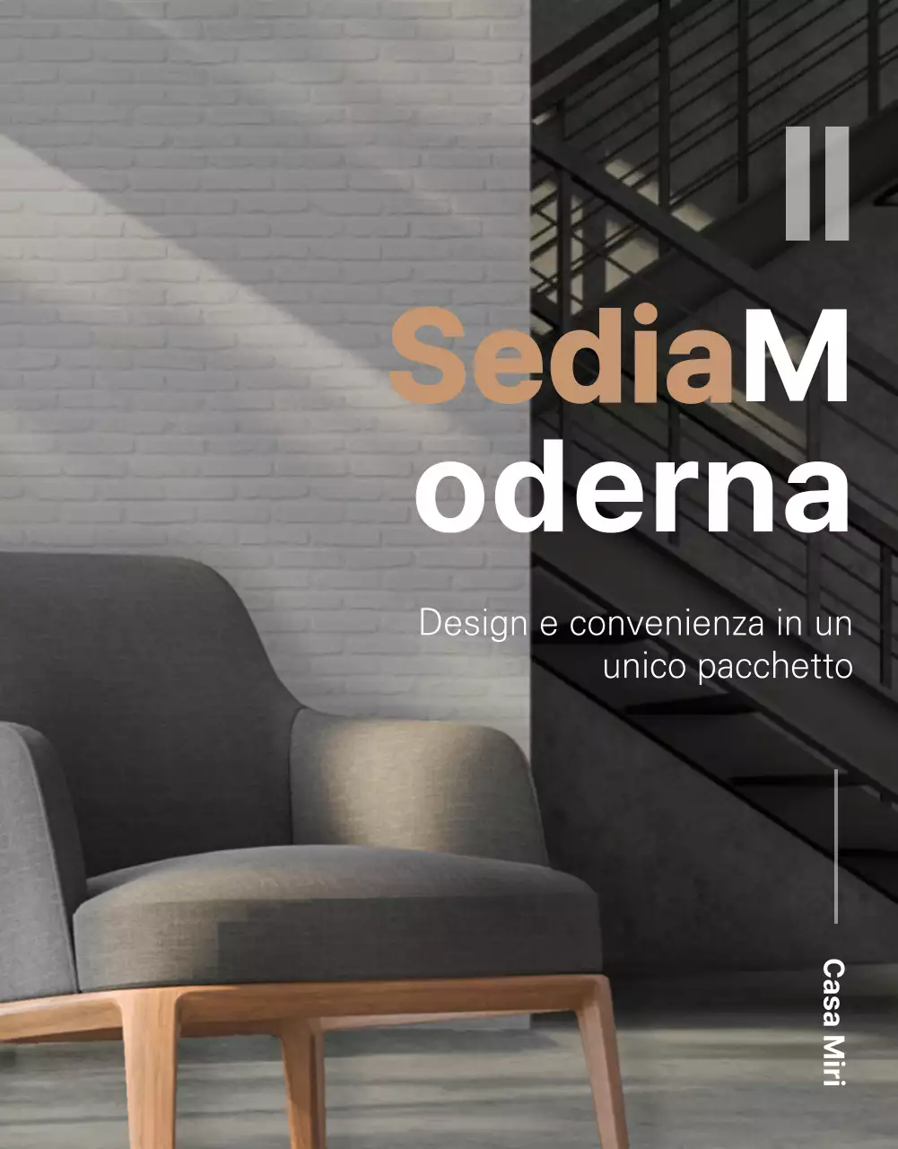 Semplice sedia moderna in grigio e marrone