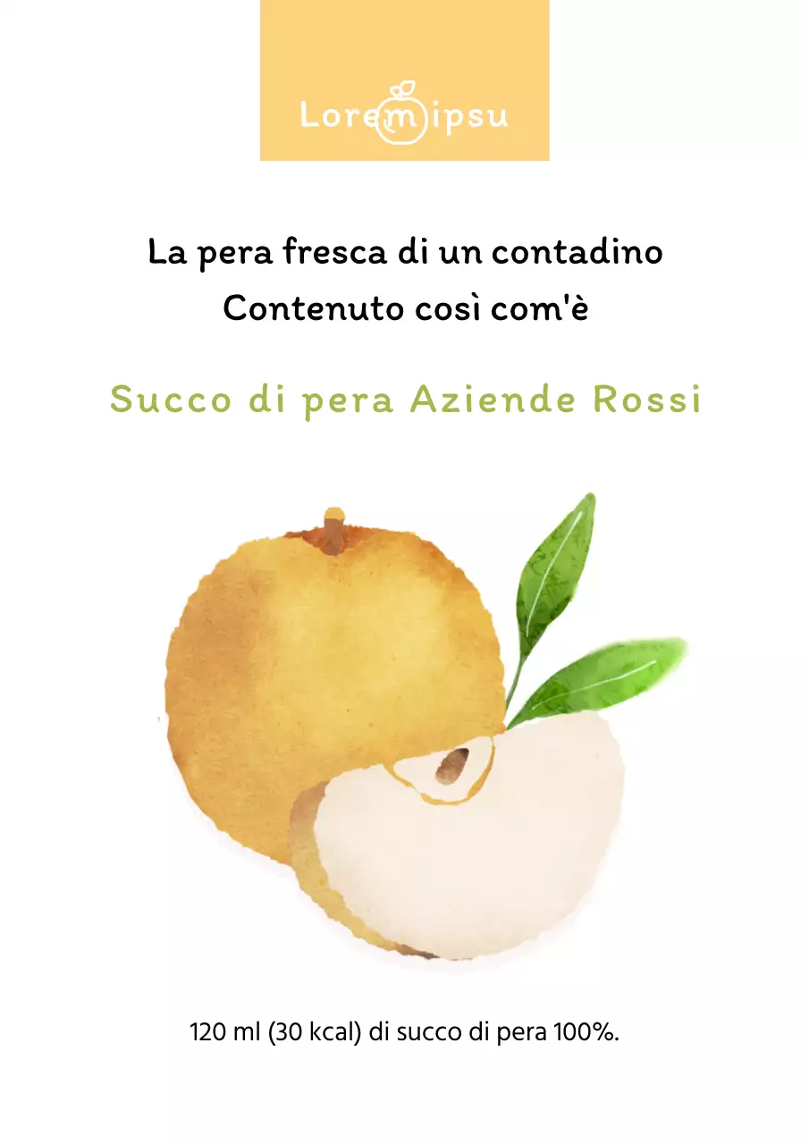 Poster di vendita di succo di pera, giallo e carino