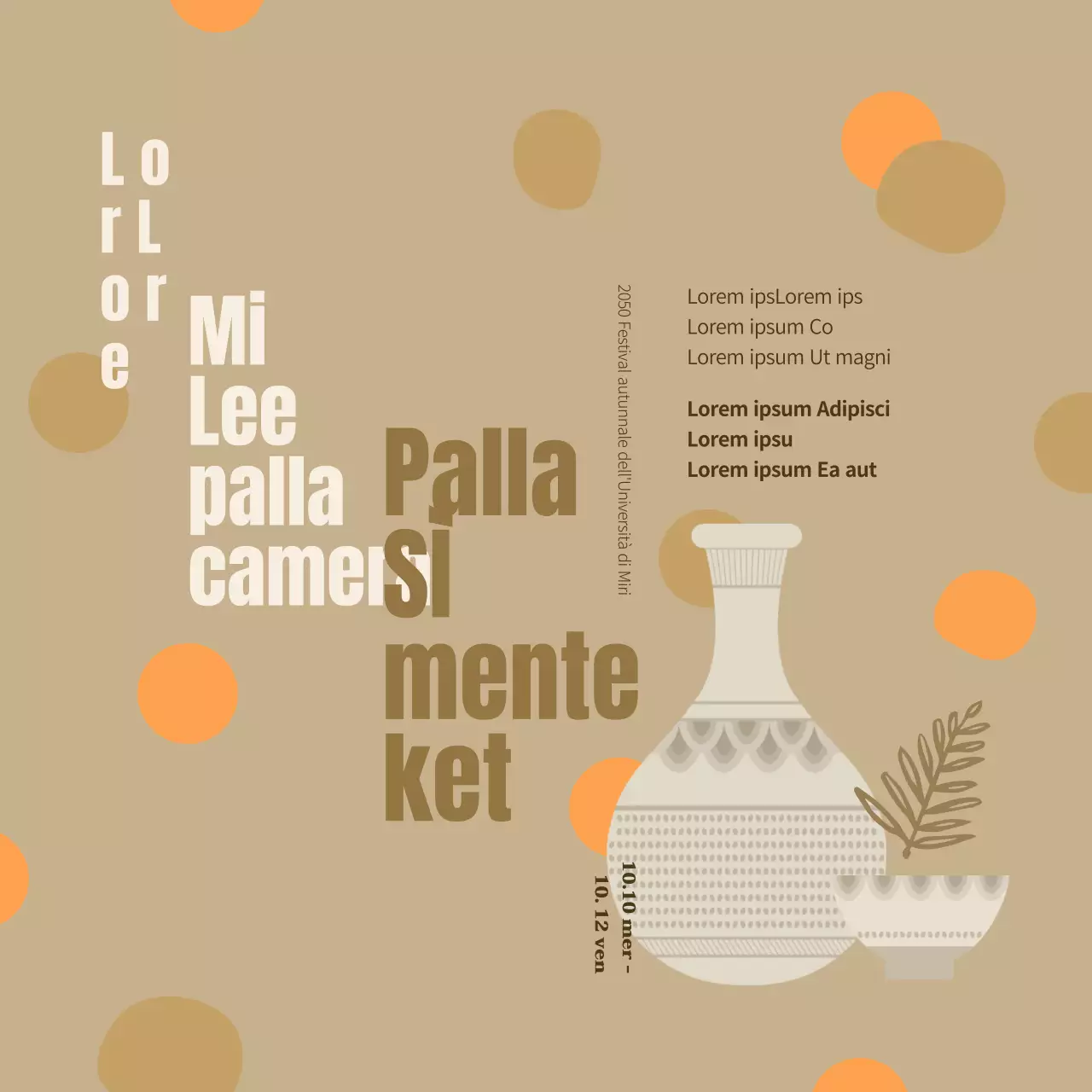 Club artigianale minimalista in arancione e beige per promuovere la gestione di un festival artistico