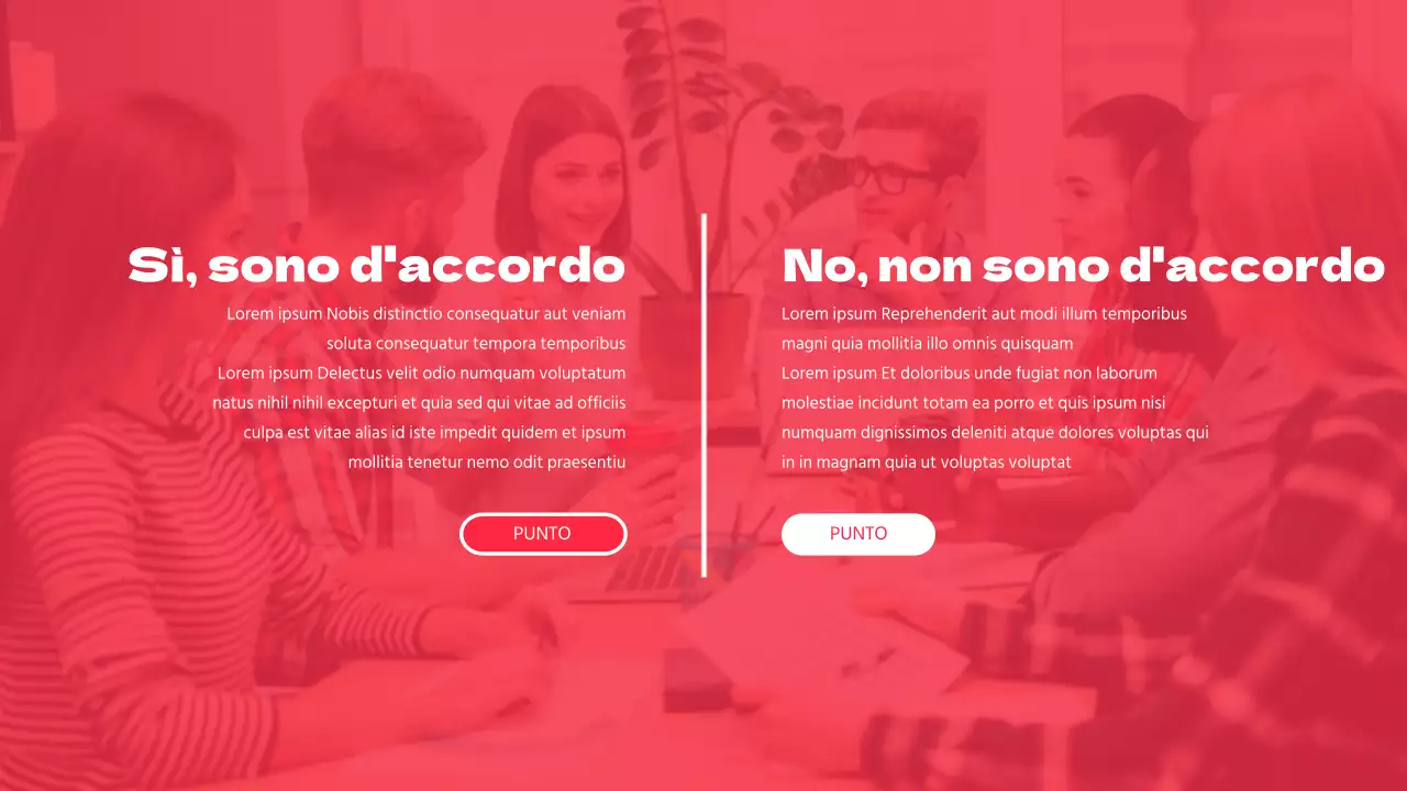 Presentazione della discussione con evidenziazione del testo e disposizione delle foto in rosso