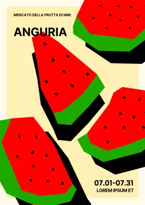 Promuovete una vendita di angurie stagionali gialle e rosse in stile kitsch.